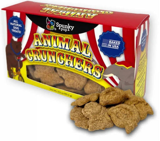 3.5 oz Spunky Pup Animal Crunchers All Natural Dog Biscuit Treat Peanut Butter Flavor