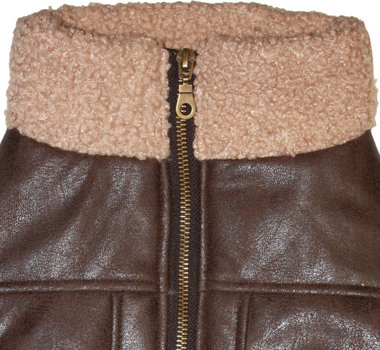 Large - 1 count Fashion Pet Brown Bomber Dog Jacket