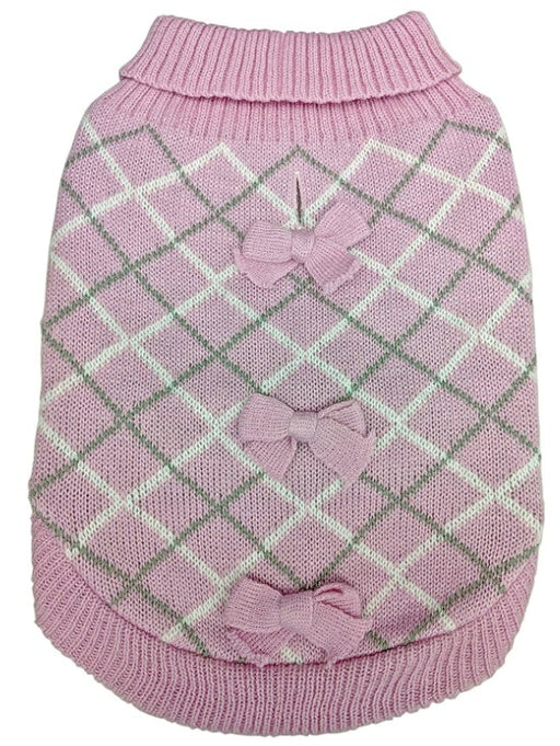 XX-Small - 1 count Fashion Pet Pretty in Plaid Dog Sweater Pink