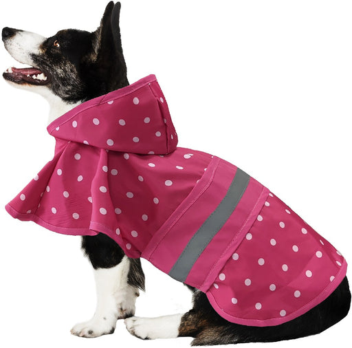 Large - 1 count Fashion Pet Polka Dot Dog Raincoat Pink