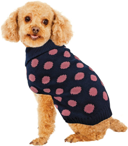 X-Small - 1 count Fashion Pet Contrast Dot Dog Sweater Pink