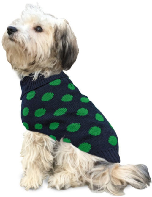 Small - 1 count Fashion Pet Contrast Dot Dog Sweater Green
