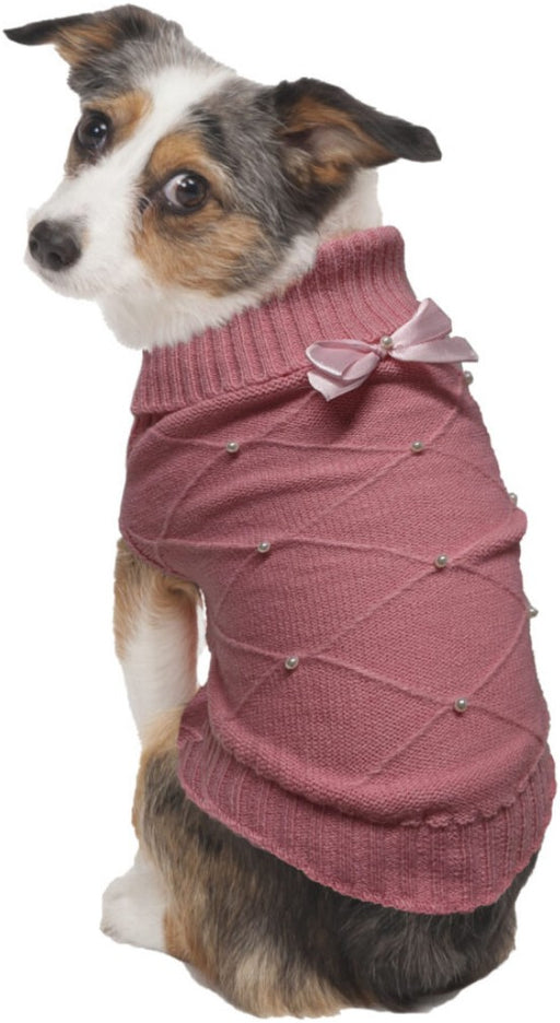 X-Small - 1 count Fashion Pet Flirty Pearl Dog Sweater Pink
