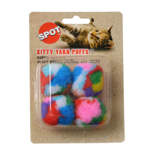 4 count Spot Kitty Yarn Puff Balls Cat Toy