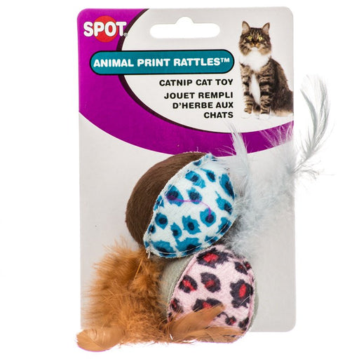 2 count Spot Animal Print Rattle with Catnip Cat Toy