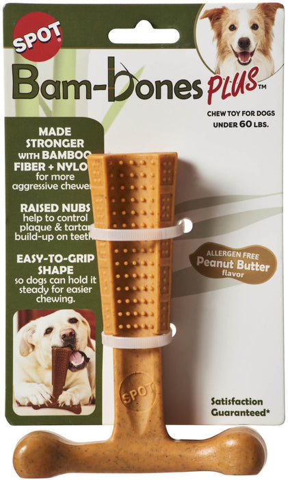 1 count Spot Bambone Plus Peanut Butter Dog Chew Toy Medium