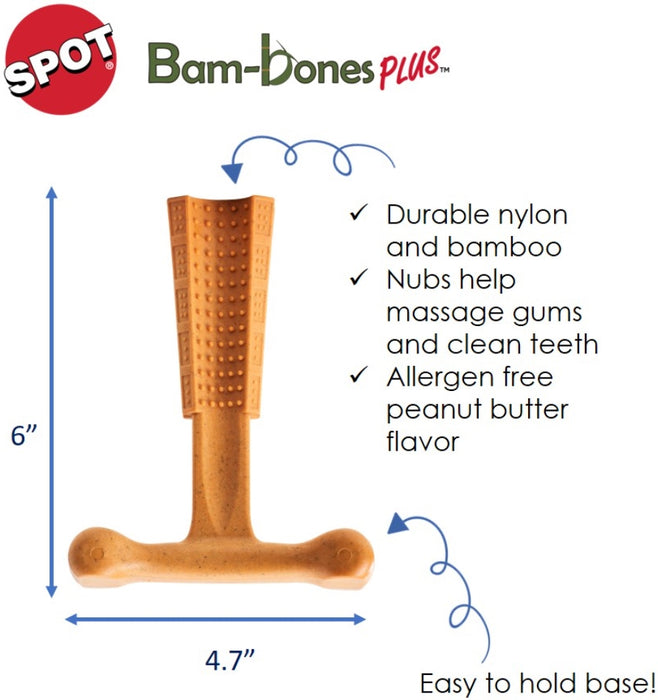 1 count Spot Bambone Plus Peanut Butter Dog Chew Toy Medium