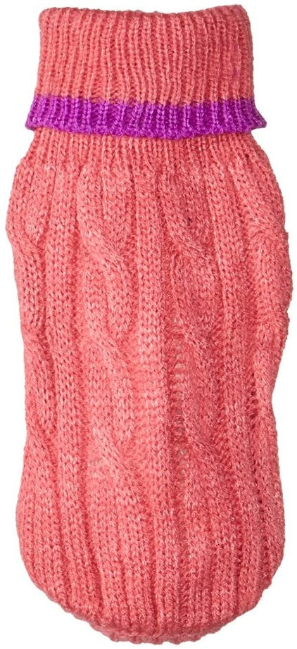 Small - 1 count Fashion Pet Classic Cable Knit Dog Sweaters Pink