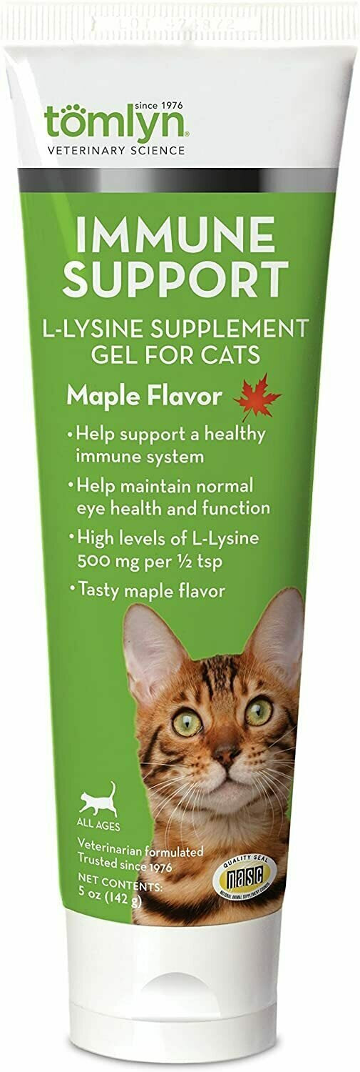 5 oz Tomlyn Immune Support L-Lysine Supplement Gel for Cats Maple Flavor