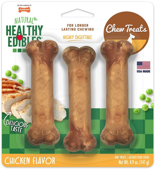 3 count Nylabone Healthy Edibles Chews Chicken Regular