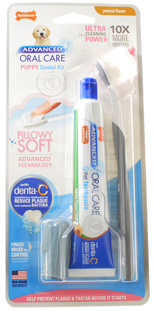 1 count Nylabone Advanced Oral Care Puppy Dental Kit with Pillowy Soft-Bristle Toothbrush