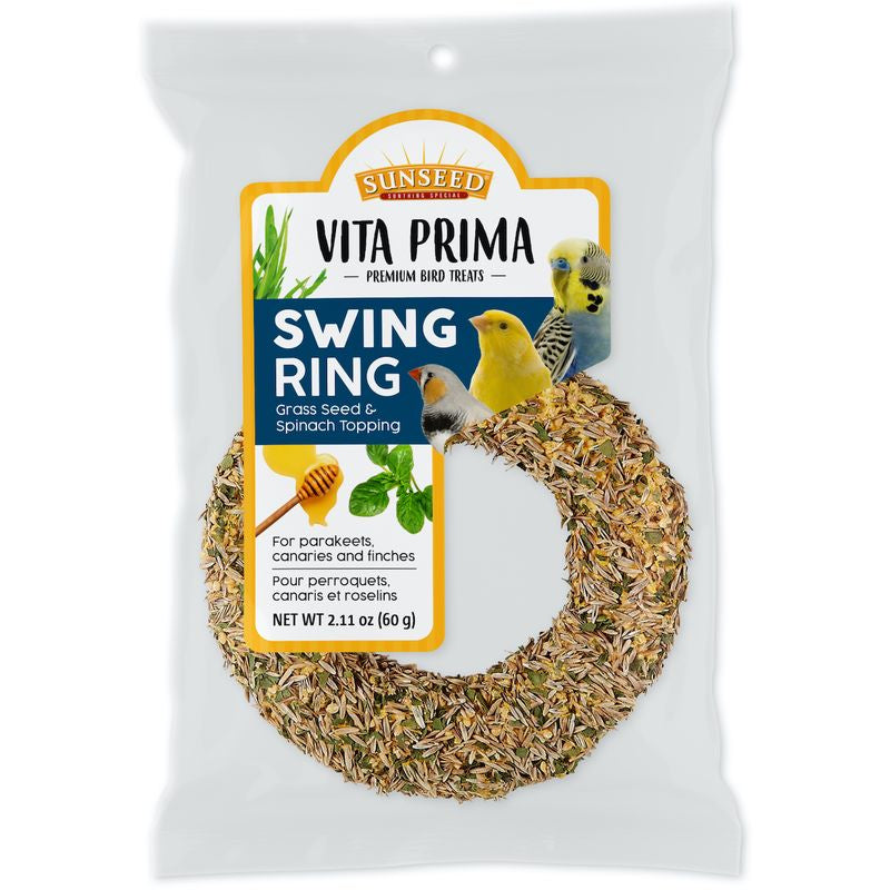 1 count Vitakraft Vita Prima Sunseed Swing Ring Grass and Spinach Bird Treat