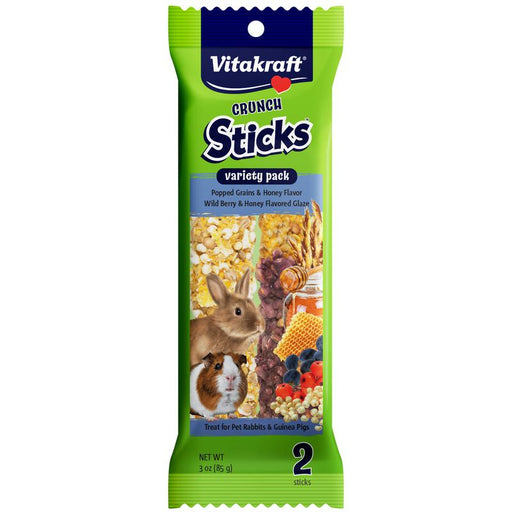 2 count Vitakraft Crunch Sticks Variety Pack Rabbit and Guinea Pig Treats Popped Grains and Wild Berry