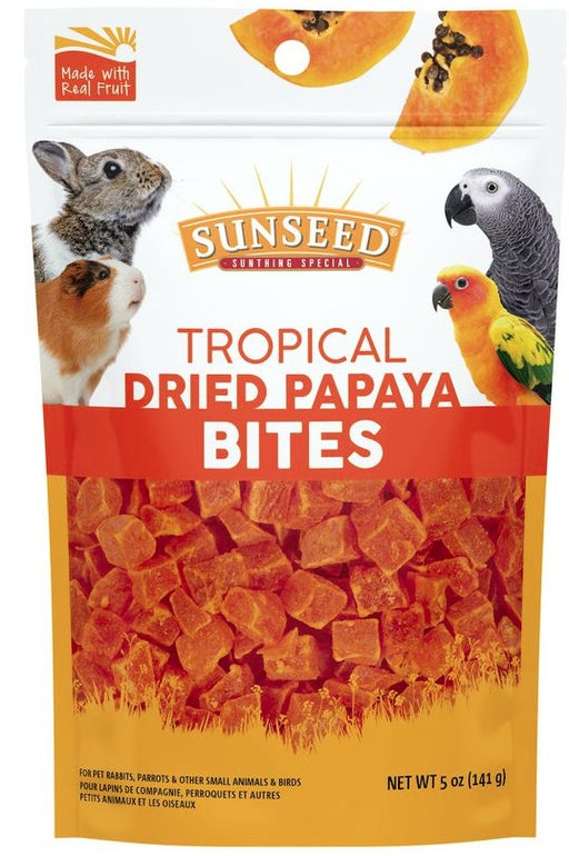 5 oz Sunseed Tropical Dried Papaya Bites for Birds and Small Animals