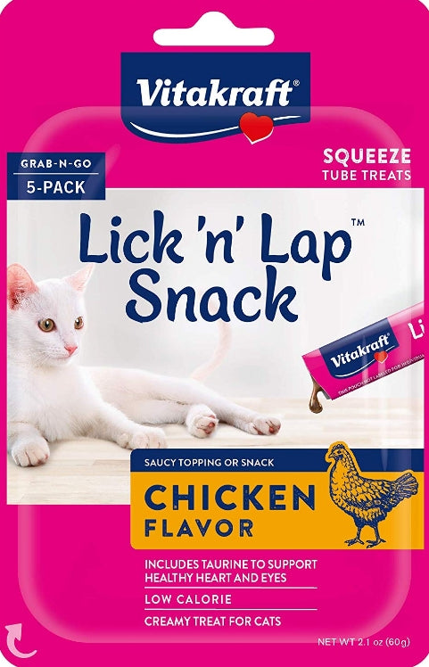 5 count Vitakraft Lick N Lap Snack Chicken Cat Treat