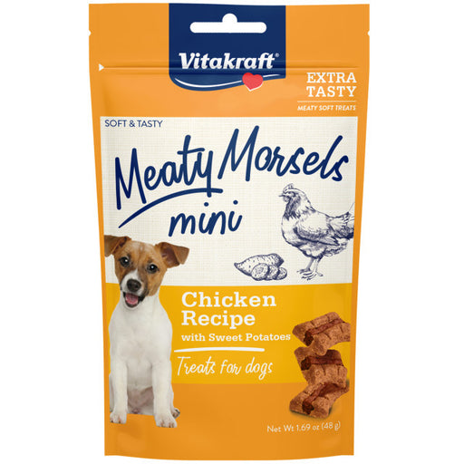 1.69 oz Vitakraft Meaty Morsels Mini Chicken Recipe with Sweet Potato Dog Treat