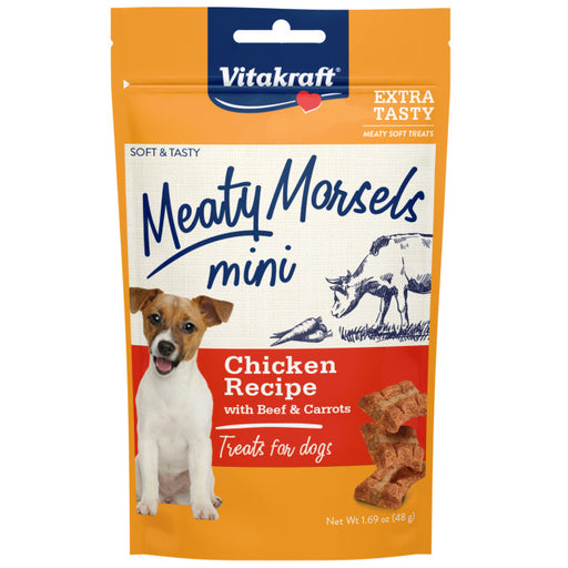1.69 oz Vitakraft Meaty Morsels Mini Chicken Recipe with Beef and Carrots Dog Treat