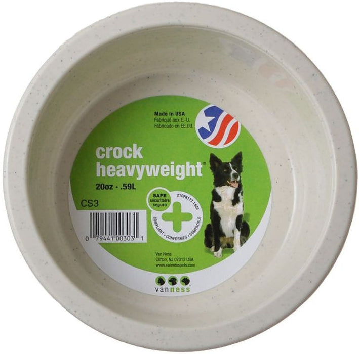 20 oz - 1 count Van Ness Crock Heavyweight Feeding Dish for Food or Water