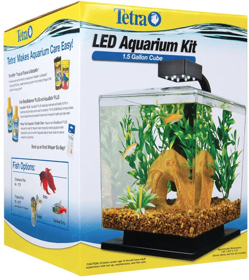 1 count Tetra LED Aquarium Kit Black 1.5 Gallon Cube