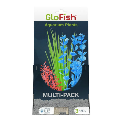 3 count GloFish Aquarium Plant Multi-Pack Orange, Green, and Blue