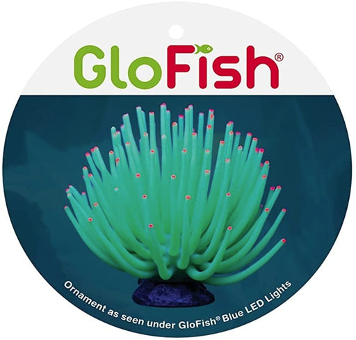 1 count GloFish Anemone Aquarium Ornament Green