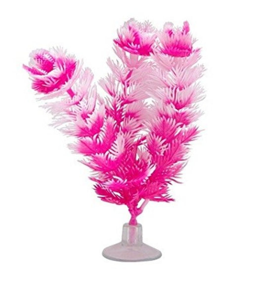 5.4" tall Marina Betta Foxtail Hot Pink/White Plastic Plant