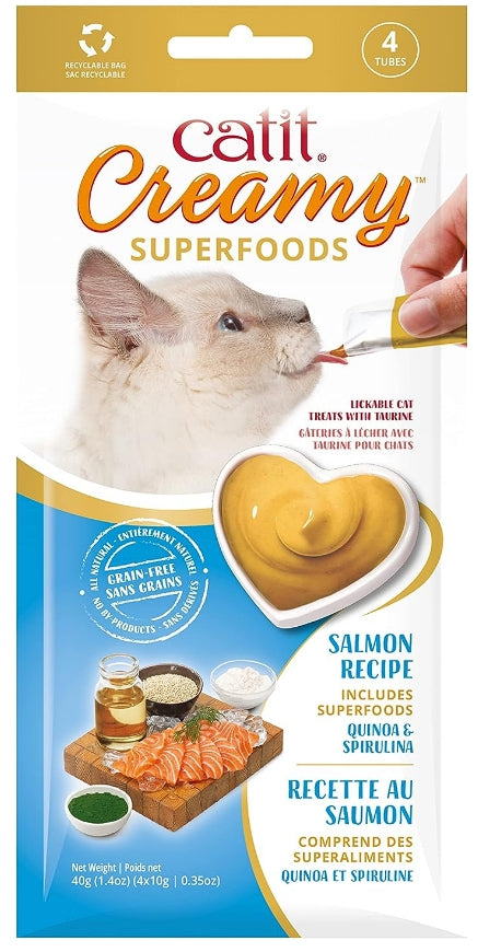 2.5 oz Catit Creamy Superfood Lickable Salmon, Quinoa and Spirulina Cat Treat