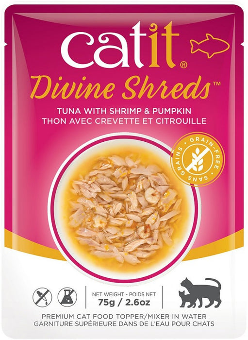 2.65 oz Catit Divine Shreds Tuna with Shrimp and Pumpkin