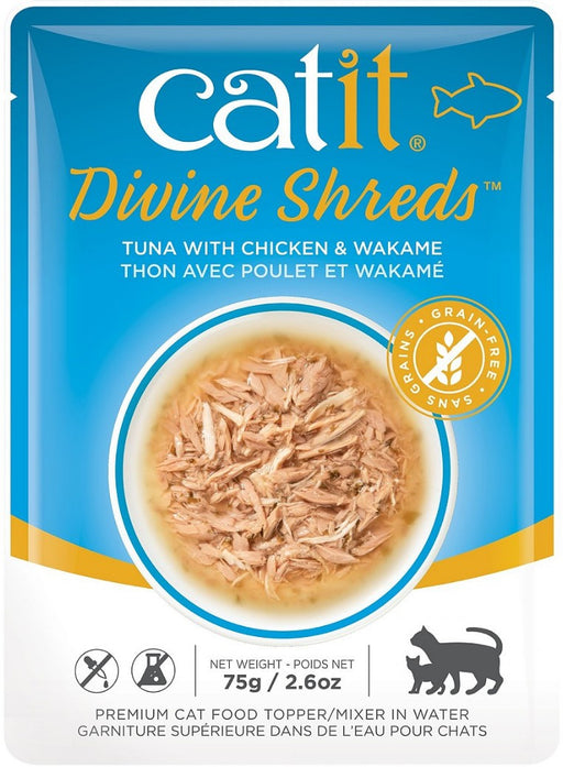 2.65 oz Catit Divine Shreds Tuna with Chicken and Wakame