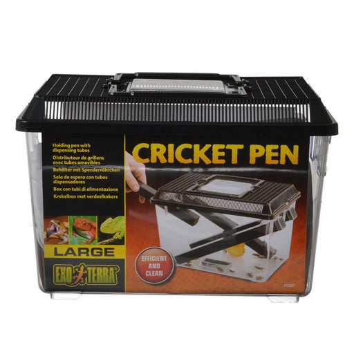 Large - 1 count Exo Terra Cricket Pen Holds Crickets with Dispensing Tubes for Feeding Reptiles
