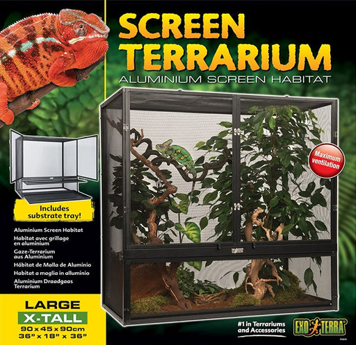 1 count Exo Terra Screen Terrarium Aluminum Screen Habitat Large X-Tall for Reptiles