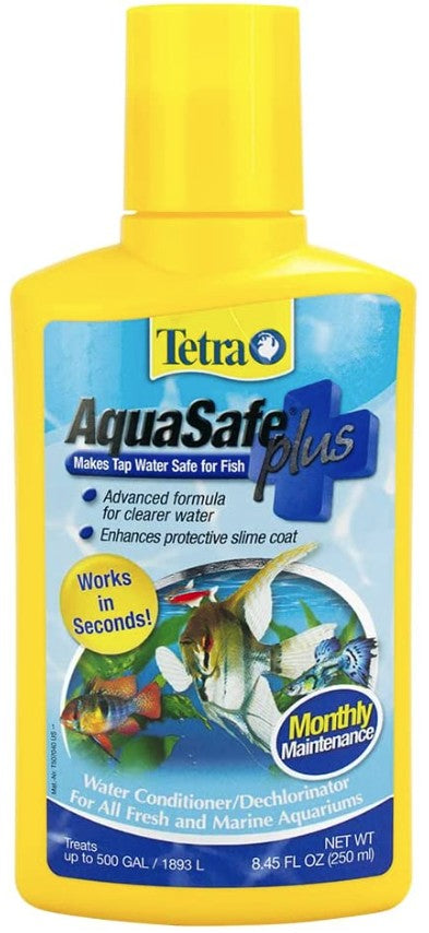 8.45 oz Tetra AquaSafe Plus Water Conditioner Makes Tap Water Safe for Fish