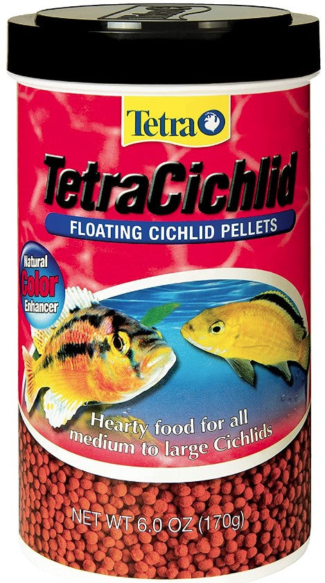42 oz (7 x 6 oz) Tetra TetraCichlid Floating Cichlid Pellets with Natural Color Enhancers for Medium and Large Cichlids
