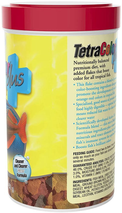 2.2 oz Tetra TetraColor Plus Tropical Flakes Fish Food Boosts Color for Maximum Beauty