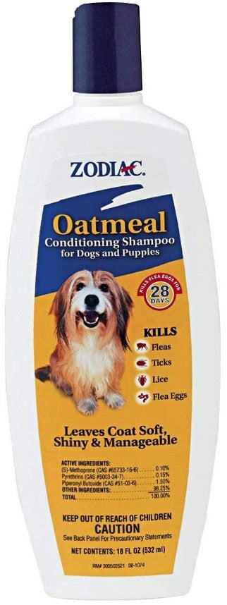 18 oz Zodiac Oatmeal Conditioning Shampoo for Dogs and Puppies