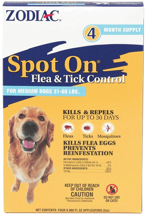 4 count Zodiac Spot On Flea and Tick Control for Medium Dogs