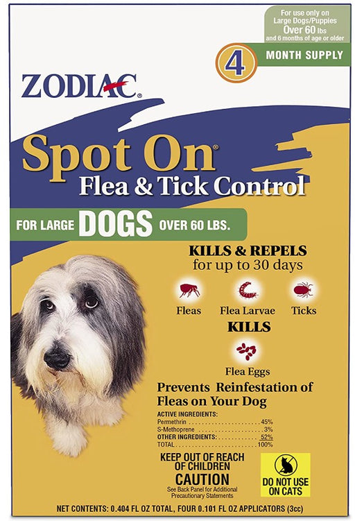 4 count Zodiac Spot On Flea and Tick Control for Large Dogs