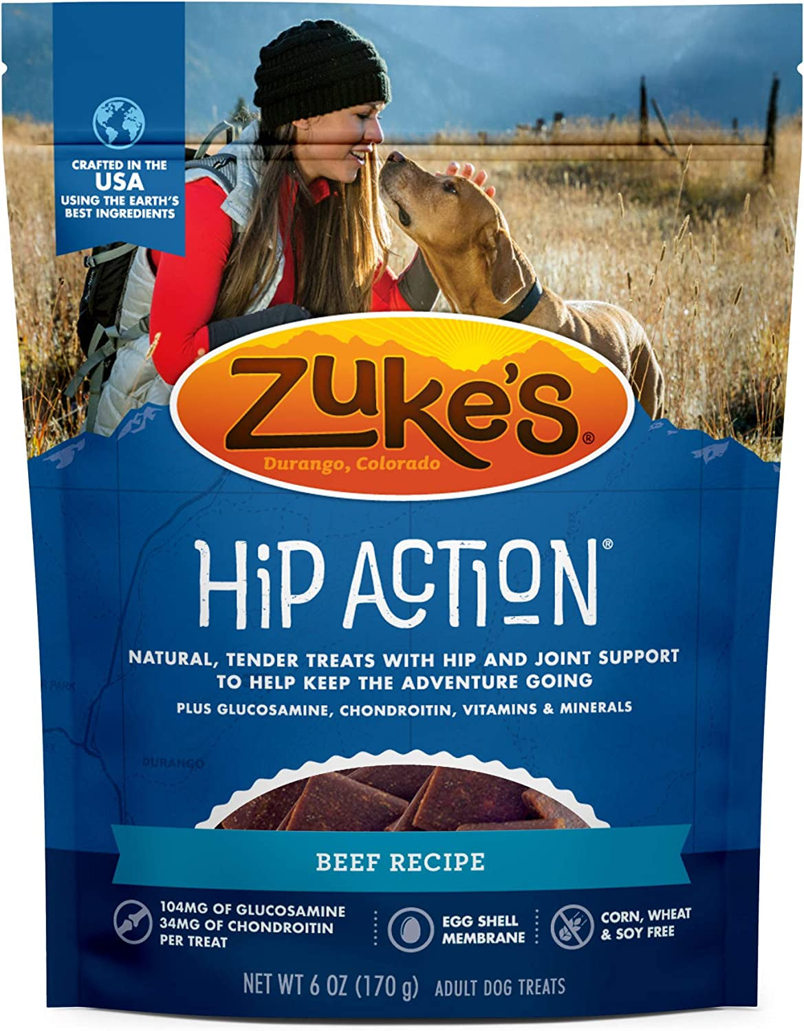 6 oz Zukes Hip Action Dog Treats Roasted Beef Recipe