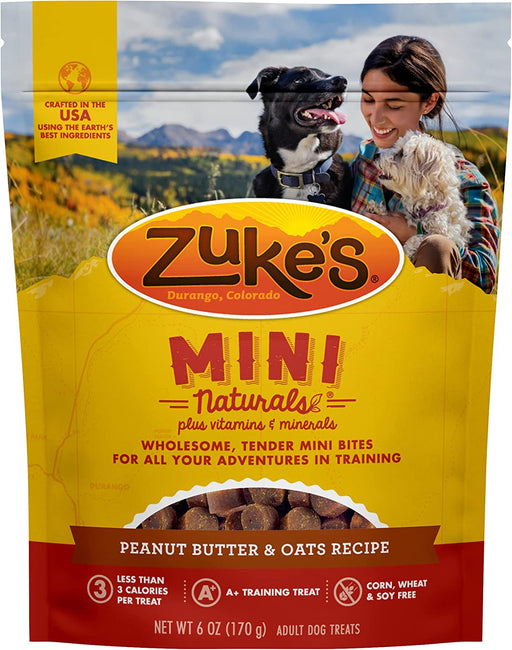 6 oz Zukes Mini Naturals Treats Peanut Butter and Oats