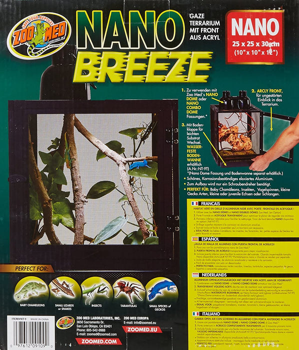 1 count Zoo Med Nano Breeze Open Air Aluminum Screen Cage Habitat for Reptiles, and Insects