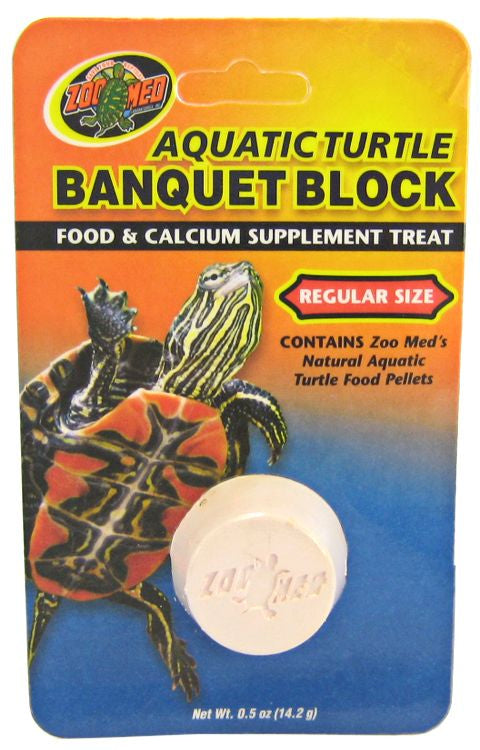 Regular - 1 count Zoo Med Aquatic Turtle Banquet Block Food and Calcium Supplement Treat
