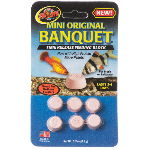 6 count Zoo Med Mini Original Banquet Time Release Feeding Block for Fresh or Saltwater Fish