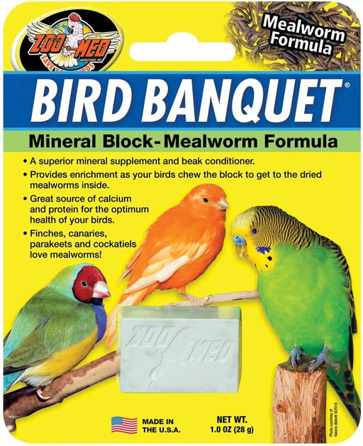 1 count Zoo Med Bird Banquet Mineral Block Mealworm Formula