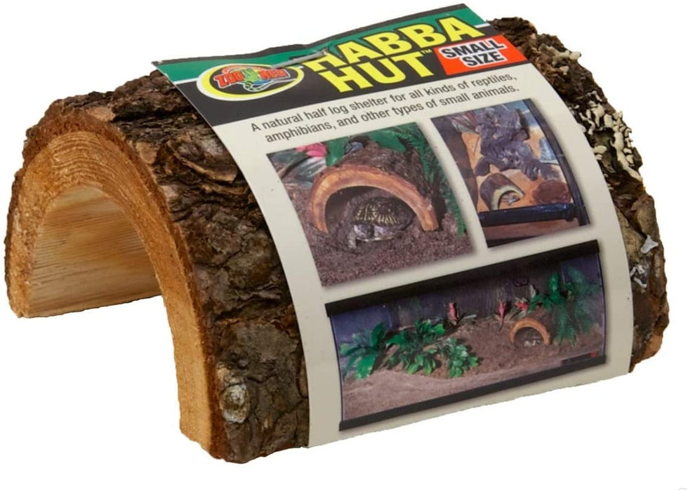 Small - 1 count Zoo Med Habba Hut Natural Half Log Shelter for Reptiles, Amphibians, and Small Animals