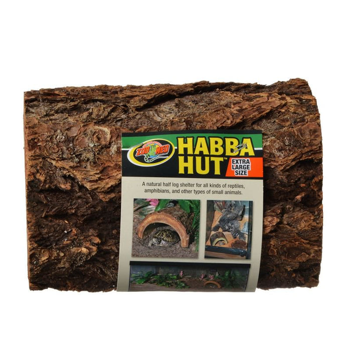 X-Large - 1 count Zoo Med Habba Hut Natural Half Log Shelter for Reptiles, Amphibians, and Small Animals