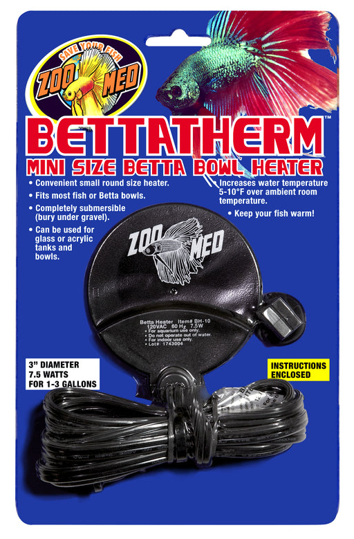 7.5 watt Zoo Med BettaTherm Mini Size Betta Bowl Heater