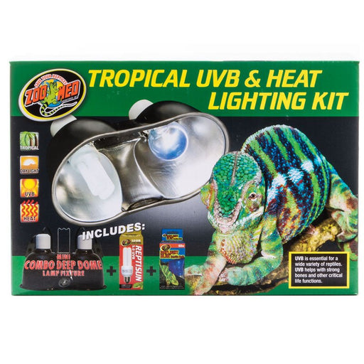 1 count Zoo Med Tropical UVB and Heat Lighting Kit for Reptiles