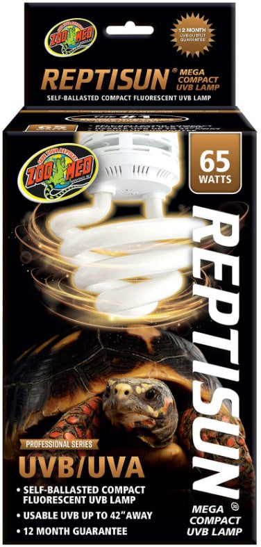 65 watt Zoo Med Reptisun Mega Compact UVB/UVA Fluorescent Bulb