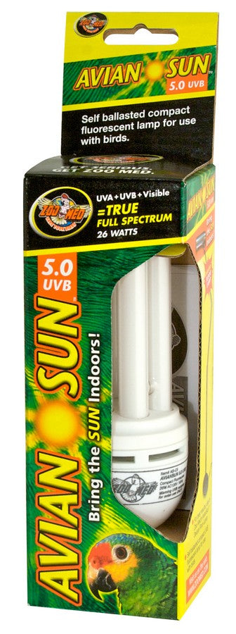 1 count Zoo Med Avian Sun 5.0 UVB Compact Fluorescent Bulb