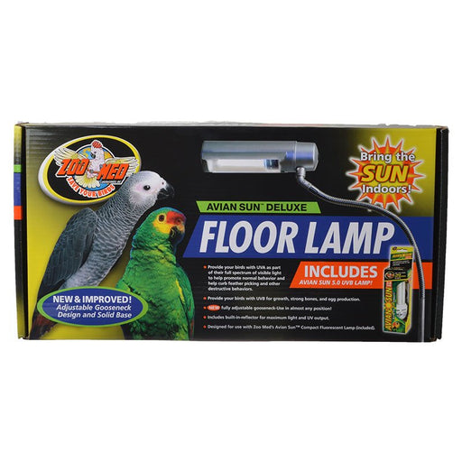 1 count Zoo Med Avian Sun Deluxe Floor Lamp with Avian Sub 5.0 UVB Bulb